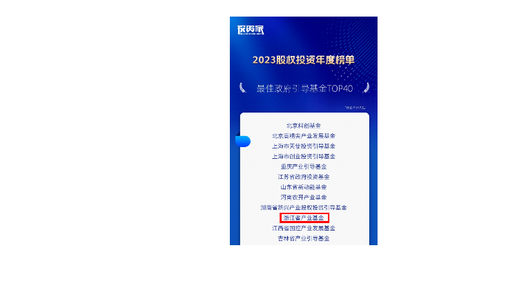 喜報(bào) | 省産業基金(jīn)榮獲投資家網“最佳政府引導基金(jīn)top40”稱号